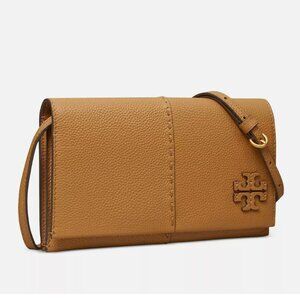 Tory Burch Tan and Cream Crossbody Bag with Pebbled Leather